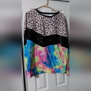 Colorful Tie-Dye and Leopard Print Dress